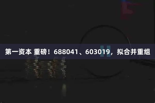 第一资本 重磅！688041、603019，拟合并重组