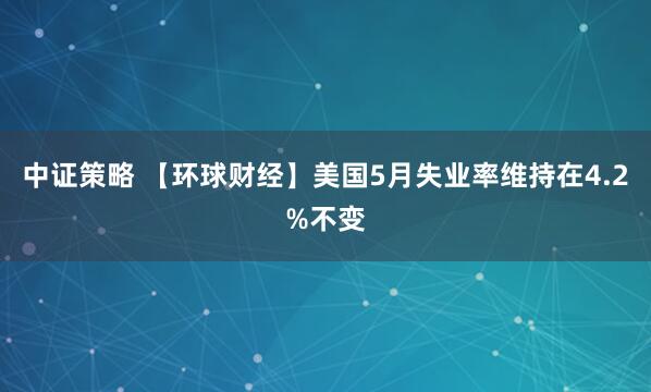 中证策略 【环球财经】美国5月失业率维持在4.2%不变
