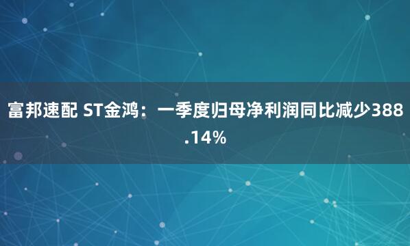 富邦速配 ST金鸿：一季度归母净利润同比减少388.14%